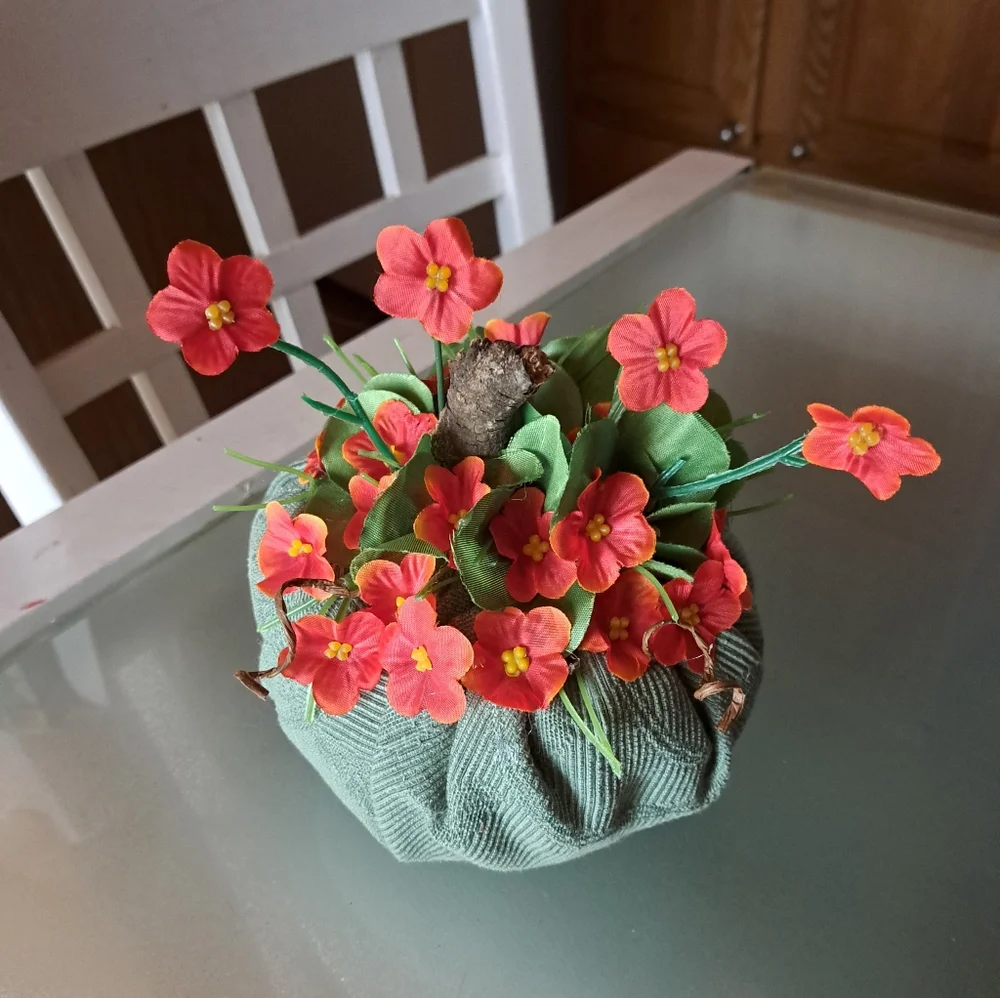 Decorative Floral Pumpkin with Red Flowers 20